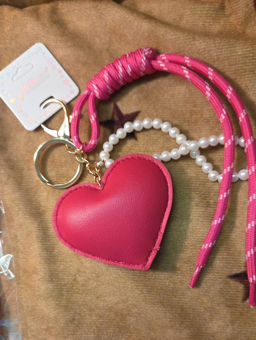 3 For 15 Heart Charm Keychain Wristlet - Pink - Picture 2 of 2